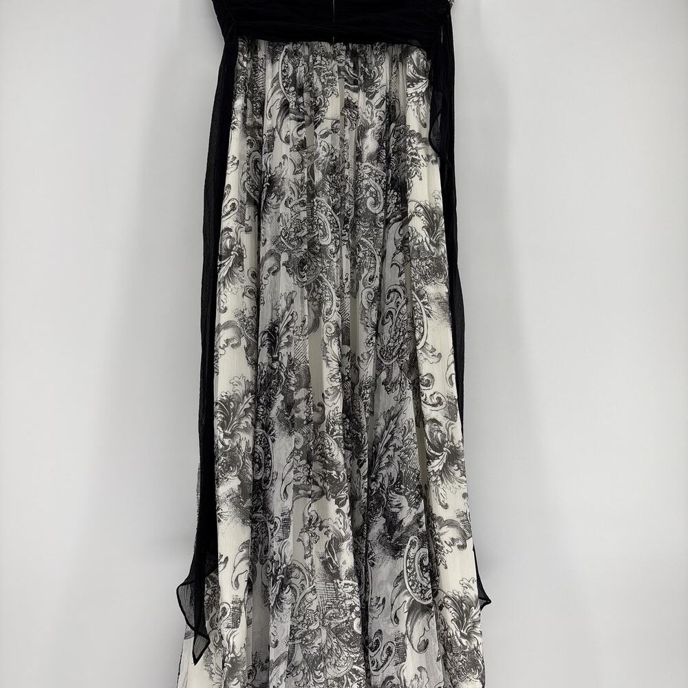 BCBG Maxazria Strapless Dress Size 6 Black And White Long Floral Pattern - Picture 11 of 13